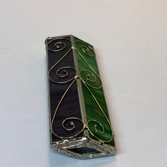 Slag Stained Glass Kaleidoscope Purple Green Art Glass - Picture 9 of 10